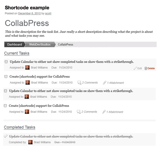 CollabPress Front End Shortcode