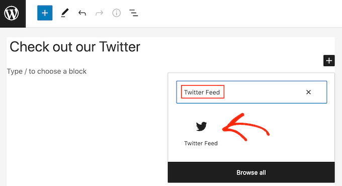 Adding a Twitter feed using the Twitter Feed WordPress block