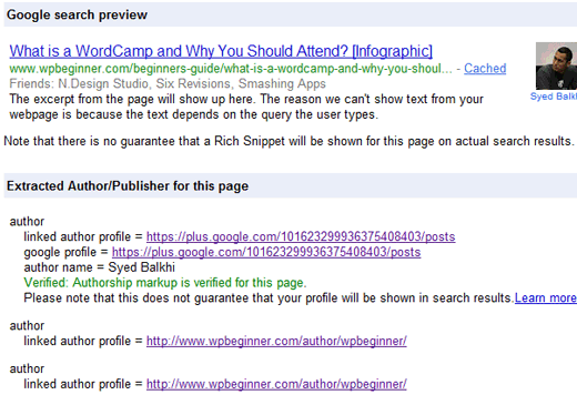 Google Rich Snippet Testing Tool Preview