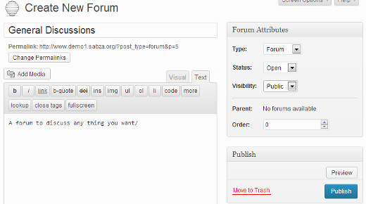 Creating a new forum in bbpress