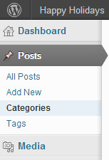 Category menu under posts in WordPress admin dashboard