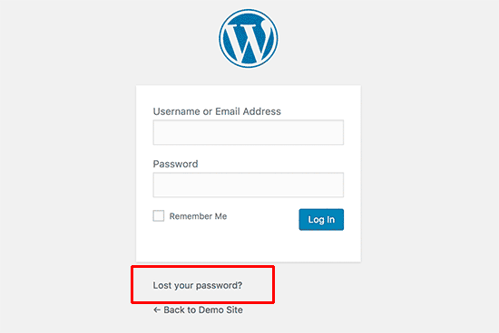 Lost your password link on WordPress login screen