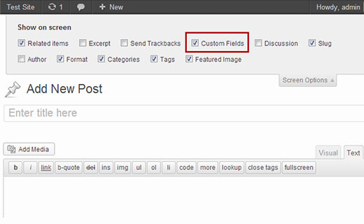 Enabling custom fields meta box in WordPress Post Edit screen
