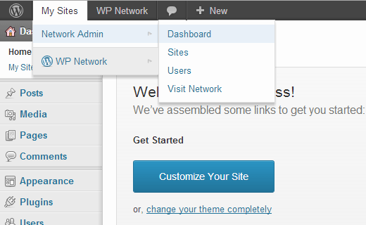 WordPress Multisite Network menu in the admin bar WordPress Multisite Network menu in the admin bar