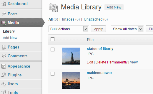 Open a file from Media Library to Edit in WordPress