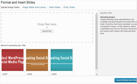 Uploading image slides in Soliloquy to create your WordPress slider