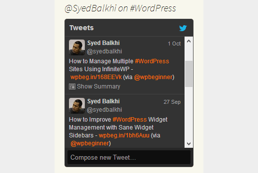 Showing tweets by a user on specific keyword or hashtag Showing tweets by a user on specific keyword or hashtag