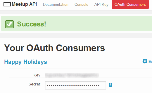 Meetup.com OAuth Consumers Key Meetup.com OAuth Consumers Key