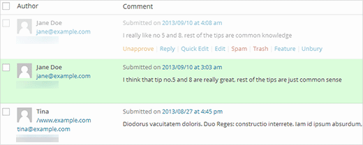 Featured and Buried comments highlighted differently on Comments screen