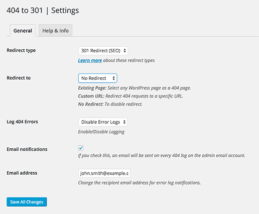 Setting up 404 notifications