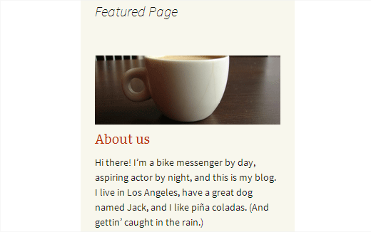 Featuring a page in WordPress sidebar