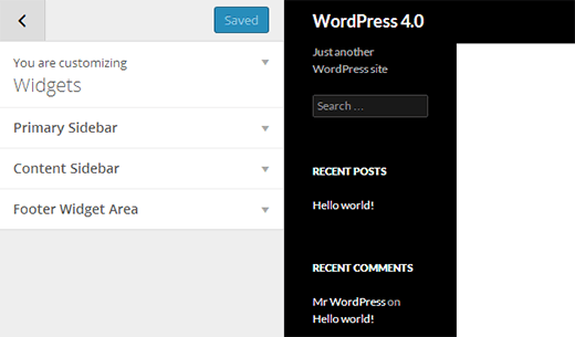 Widgets in Theme Customizer Widgets in Theme Customizer