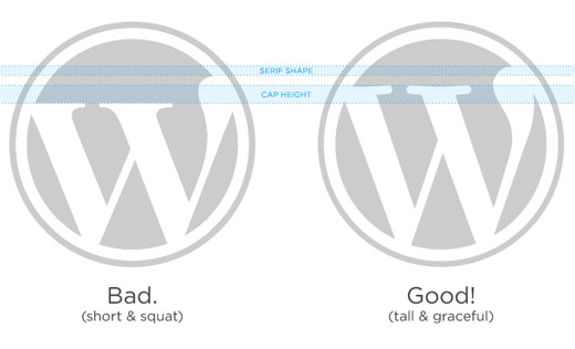 Official WordPress logo compared with a Fauxgo or bad logo