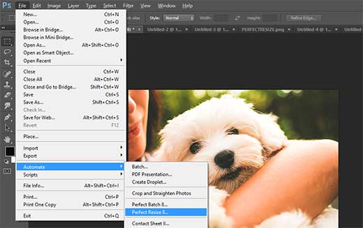 Opening an image in Perfect Resize from Adobe Photoshop