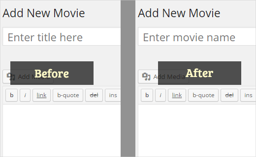 Replacing default title placeholder text with custom text