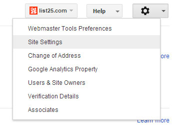 Google Webmaster Tools Settings