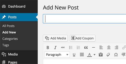Adding coupons into WordPress posts