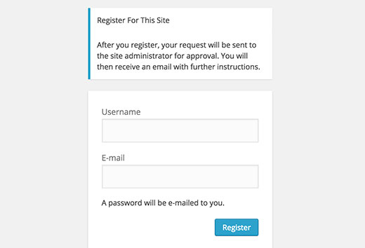User registration screen informing users about moderation User registration screen informing users about moderation