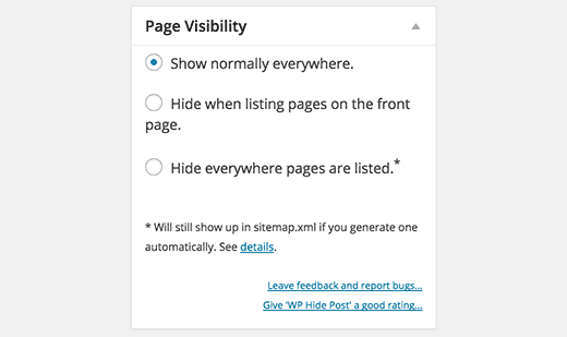 Hide a WordPress page from appearing into menus or page lists Hide a WordPress page from appearing into menus or page lists