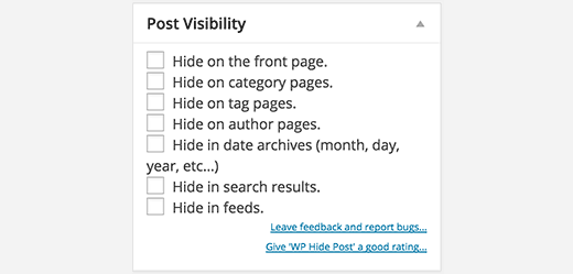 Select post visibility options Select post visibility options