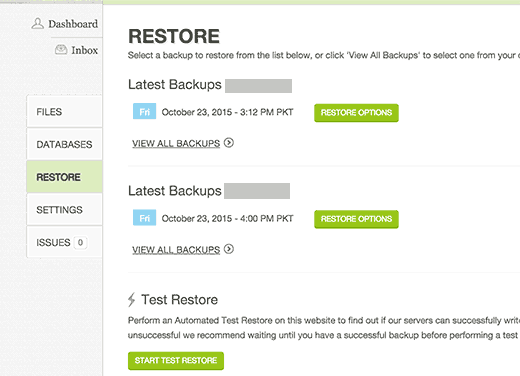 Site restore from backups on CodeGuard Site restore from backups on CodeGuard