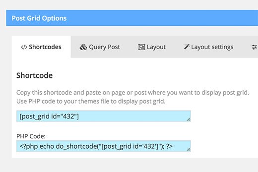 Copying the shortcode Copying the shortcode