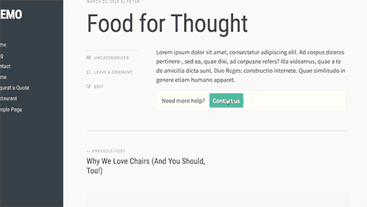 Contact Form displayed in a lightbox popup