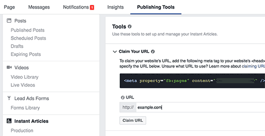 Meta tag to claim ownership of the URL