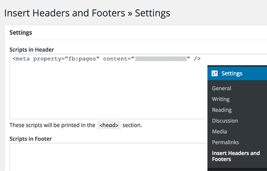 Insert code in your header section