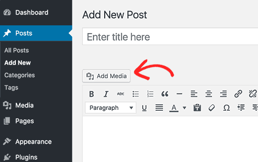 Upload images when editing a post or page in WordPress