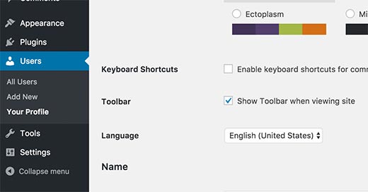 Users can switch admin area language from their profiles in WordPress 4.7 Users can switch admin area language from their profiles in WordPress 4.7