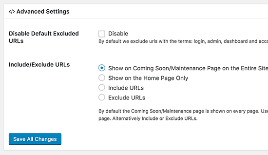 Exclude URLs from redirection