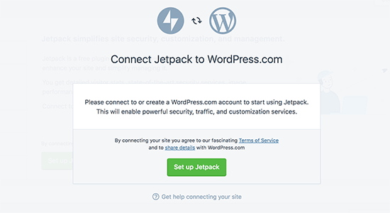 Connect JetPack to WordPress.com