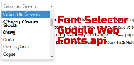 Font Selector using Google Web Fonts