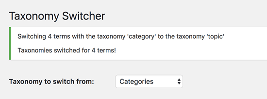 Successfully switched taxonomies Successfully switched taxonomies