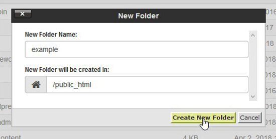 Create new folder in cPanel Create new folder in cPanel