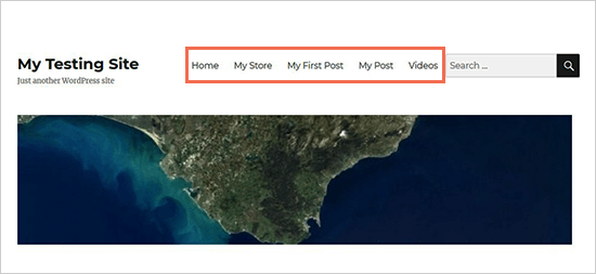 Navigation menu with specific posts