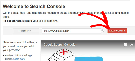 Add website on Google search console
