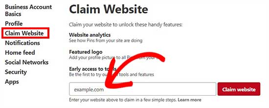 Claim website