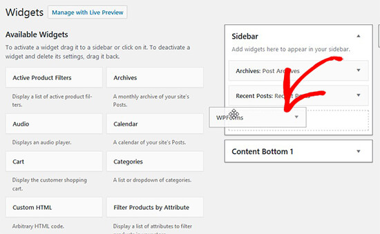 Drag and drop WPForms widget Drag and drop WPForms widget