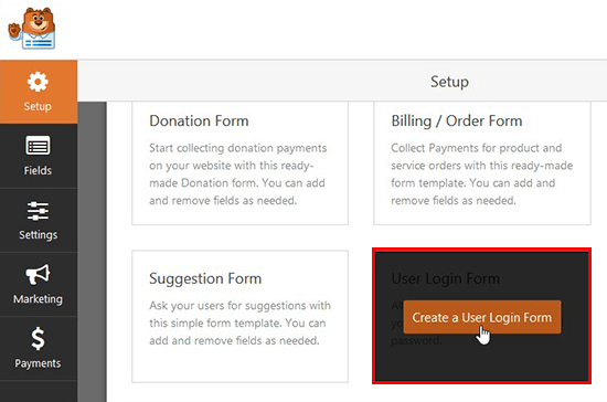 Login form template Login form template