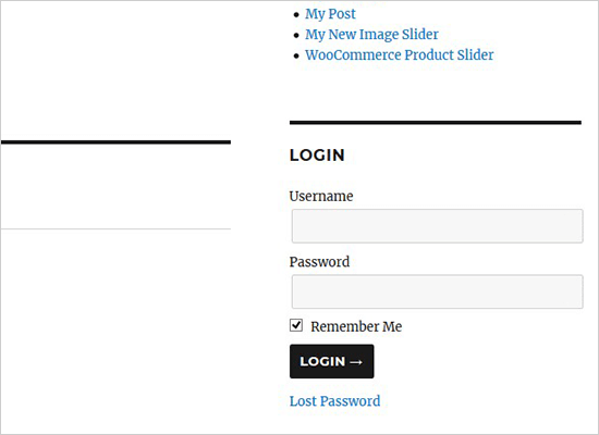 Sidebar login form Sidebar login form