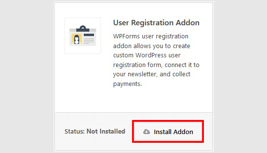 User registration addon User registration addon