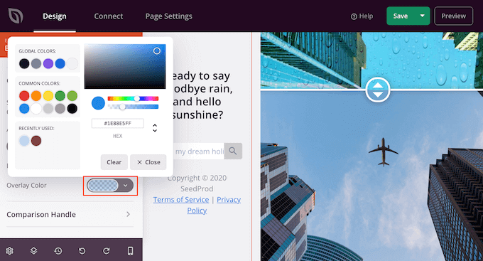 Adding an overlay color to an interactive image using SeedProd