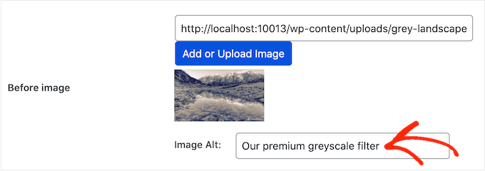 Adding image alt text to a before and after image