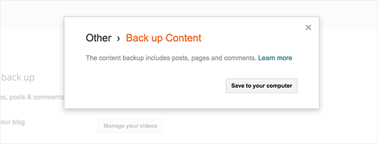Save backup content to your computer