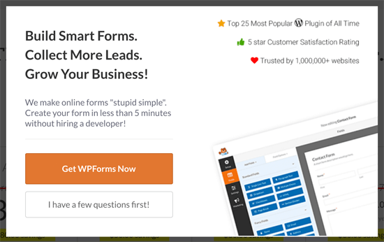 WPForms Exit Popup