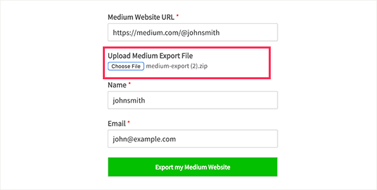 Upload your Medium export file