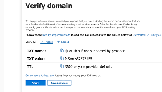 Verify your ownership of domain