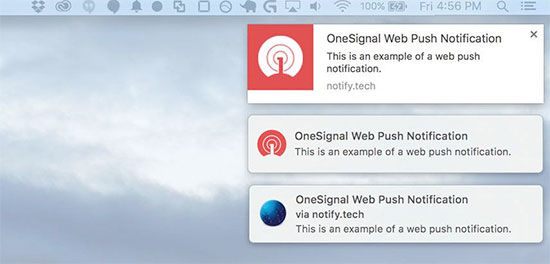 web push notifications shown on a desktop web push notifications shown on a desktop